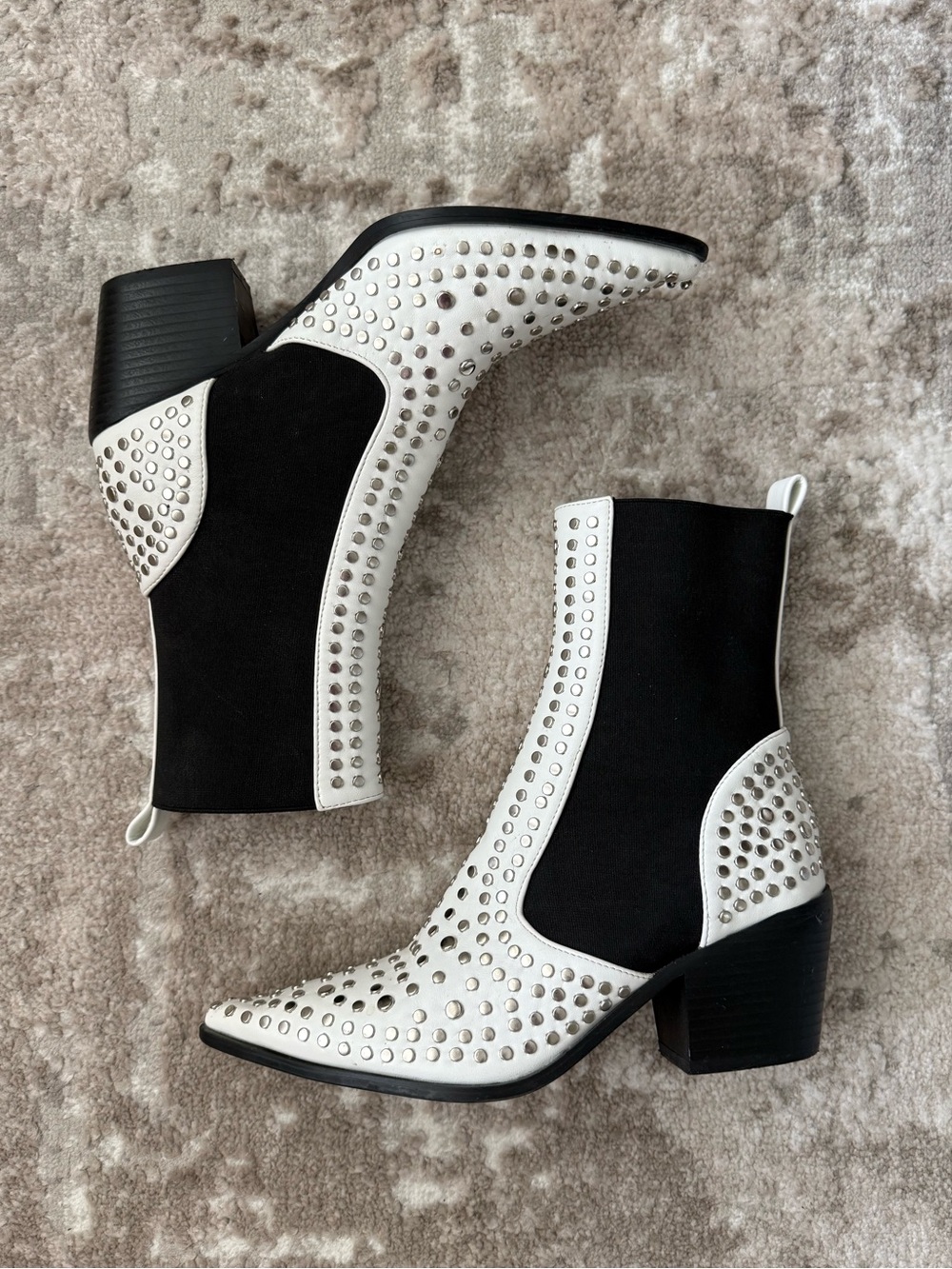 Vici White Studded Boots